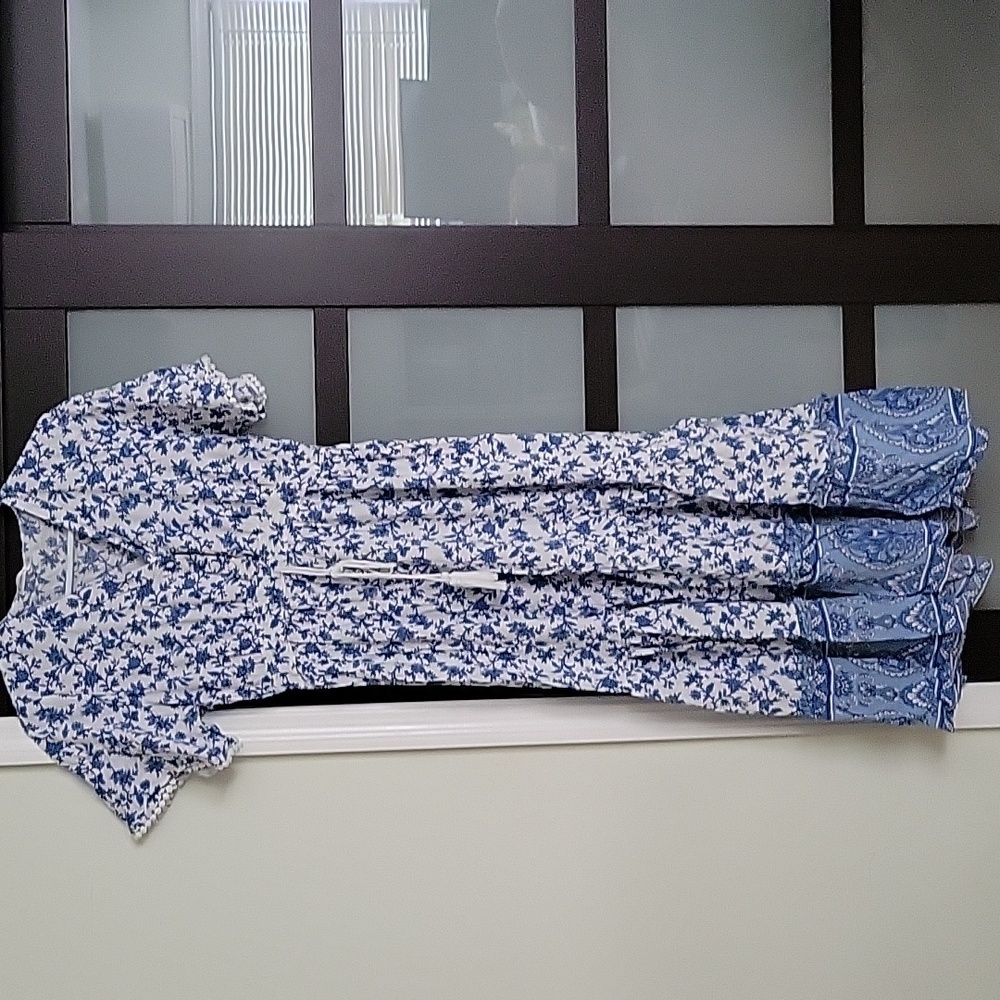 Floral Maxi Dress with Blue Accents